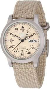 Seiko 5 Snk803 Snk803k2 Men's Beige Fabric Band Military Dial